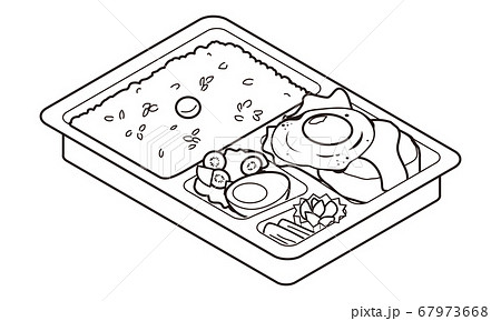 市販の目玉焼きハンバーグ弁当のイラスト素材
