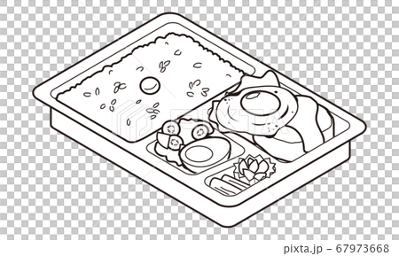 市販の目玉焼きハンバーグ弁当のイラスト素材