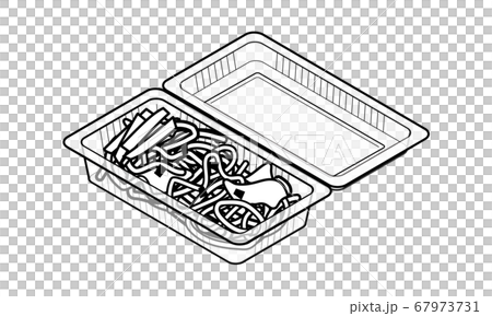 持ち帰り販売のフードパックに入った焼きそばのイラスト素材 67973731 Pixta