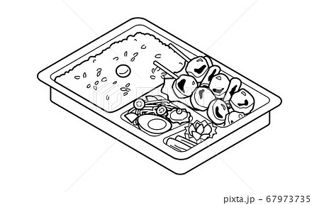 テイクアウト販売の焼鳥弁当のイラスト素材