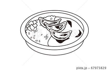 日本の持ち帰りの餃子カレー弁当のイラスト素材