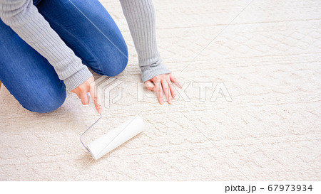 粘着クリーナーをかける女性　16:9 67973934