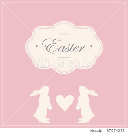 Easter cards with rabbit bunny silhouettes in soft pastel colors. Retro background. 67974231