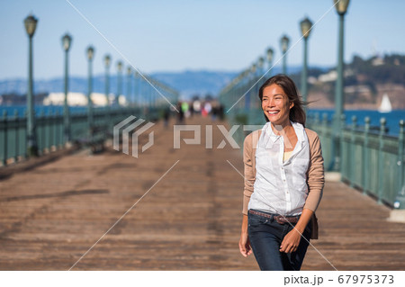 San Francisco travel lifestyle woman walking 67975373