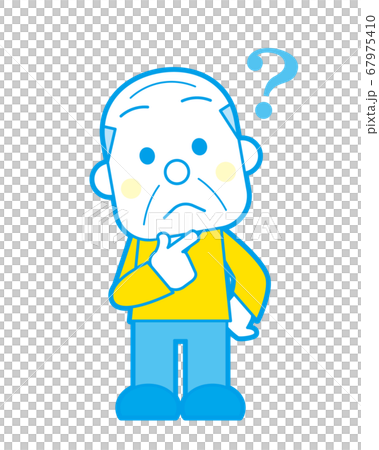 Elderly man doubt simple color 67975410