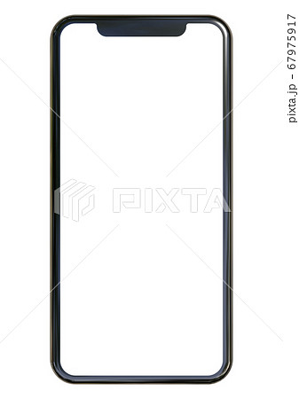 画面と背景が透過されたサイドボタンとインカメラが付いていないスマートフォン 67975917