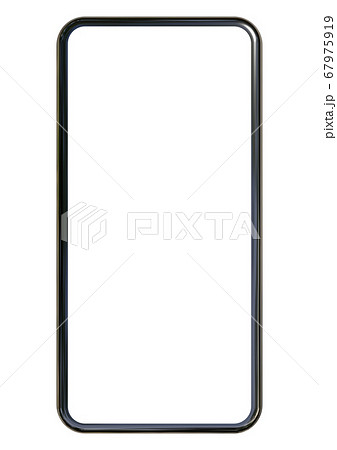画面と背景が透過されたベゼルレススマートフォンのイラスト素材