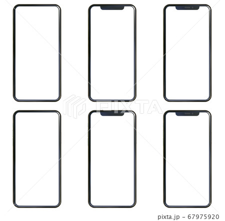 画面と背景が透過されたスマートフォン各種のイラスト素材