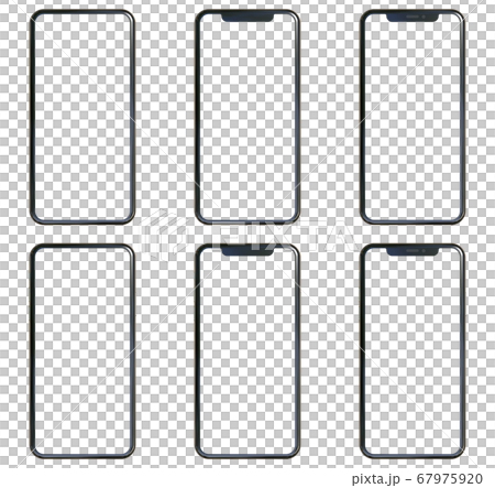 画面と背景が透過されたスマートフォン各種のイラスト素材
