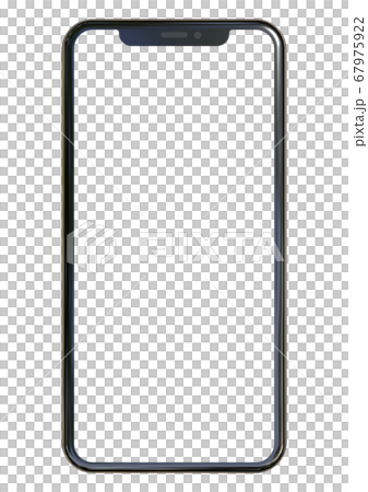 Bezelless smartphone without side buttons with transparent screen and background 67975922