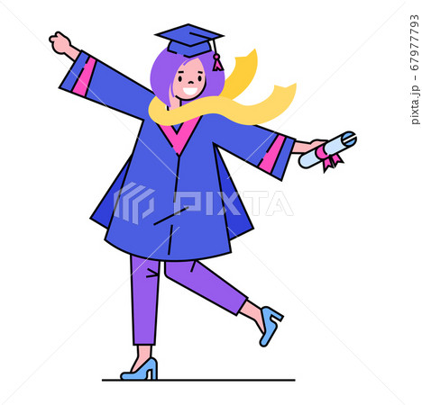 Graduation Girl Character School Graduation のイラスト素材