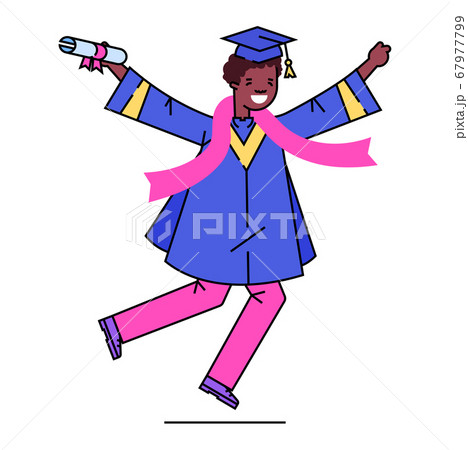 Graduation girl character, school graduation student hold diploma in hat isolated on white, flat vector illustration. Completion secondary education. Graduation girl character, school graduation student hold diploma in hat isolated on white, flat vector illustration. Completion secondary education. 67977799