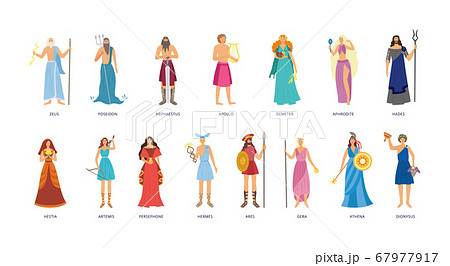 Greek mythology character set - cartoon god and goddess collection 67977917