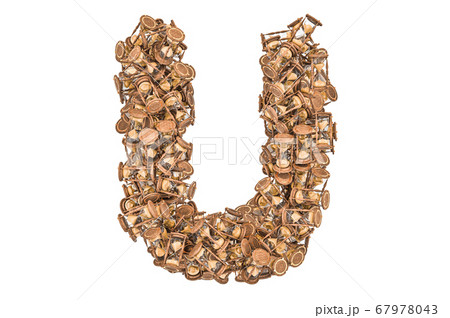 Letter U from hourglass, 3D rendering Letter U from hourglass, 3D rendering 67978043