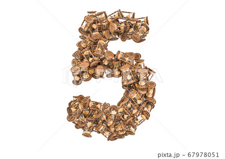 Number 5 from hourglass, 3D rendering 67978051