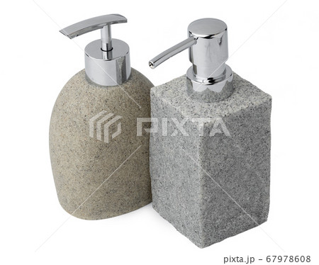 Ceramic stone-like soap dispenser isolated on white Ceramic stone-like soap dispenser isolated on white 67978608