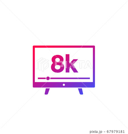 8K tv, video streaming service vector icon 67979181