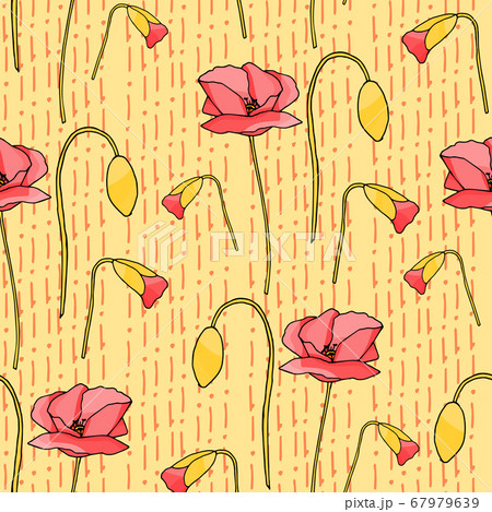 Abstract poppy seamless pattern for textile design. Floral seamless vector pattern. Graphic modern pattern. Vector illustration background. Vector design print template. Seamless vector texture 67979639