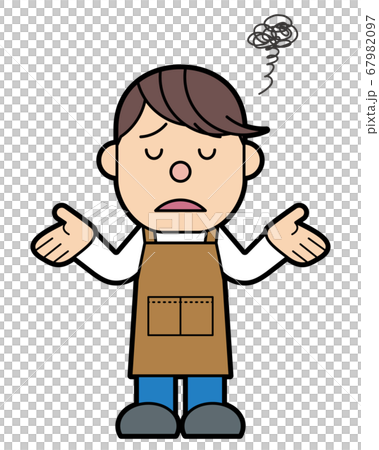 エプロンをつけた男性 残念 エプロンをつけた男性 残念 67982097