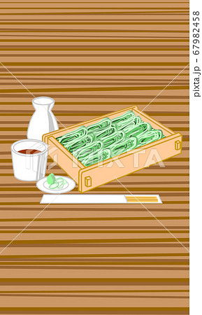 日本食新潟の名物へぎそばセットのイラストのイラスト素材