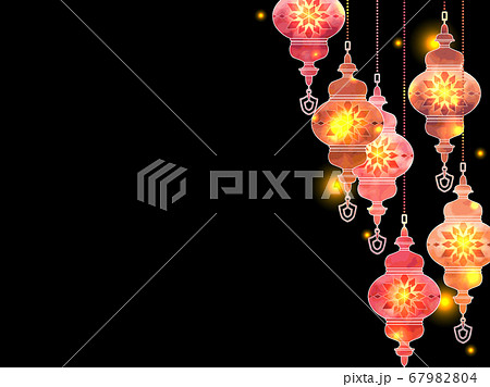 赤色トルコランプのイラスト背景のイラスト素材