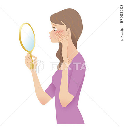 マスクで肌荒れする女性 こすれ のイラスト素材