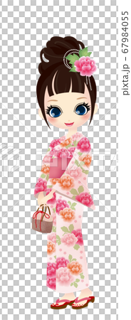 ピンクの浴衣の女の子 ピンクの浴衣の女の子 67984055