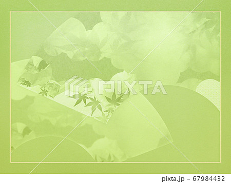 日本の扇を題材とした緑色の背景のイラスト素材
