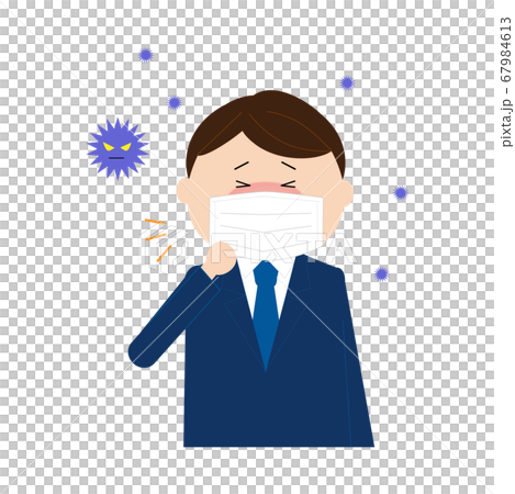 マスクをしたビジネスマン（体調不良・咳） 67984613