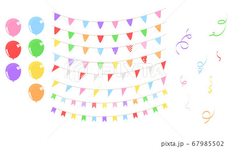 Sweet set color balloons, flag confetti concept Sweet set color balloons, flag confetti concept 67985502