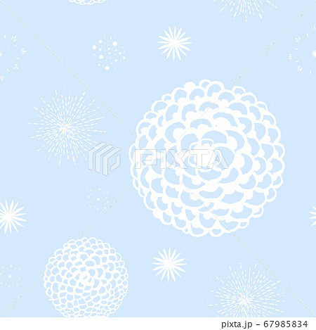 flowers and spark on a light blue background. Watercolor hand painting. seamless pattern. Pattern for textile, wallpaper, wrapping paper. 67985834
