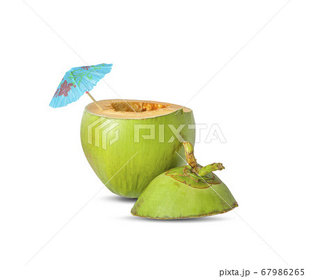 Coconut water with straw an isolated on white Coconut water with straw an isolated on white 67986265