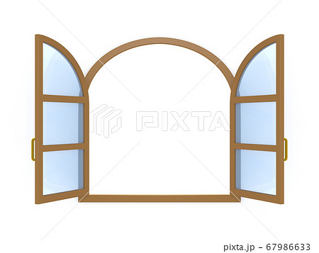 窓 窓枠 ウィンドウ 換気 茶 マスク付きのイラスト素材