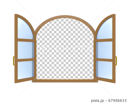 窓 窓枠 ウィンドウ 換気 茶 マスク付きのイラスト素材
