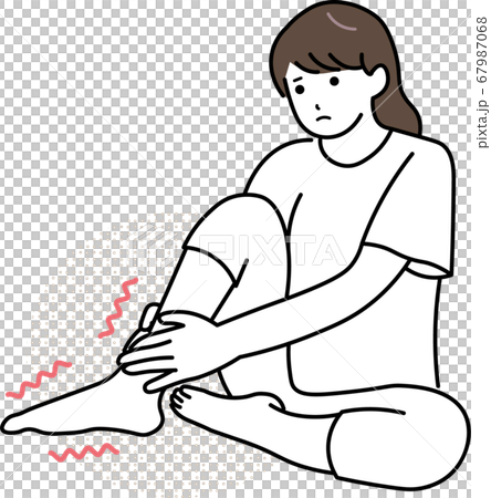 足が痛い女性のイラスト素材