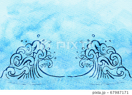 海 波 水彩 手描き 海 波 水彩 手描き 67987171