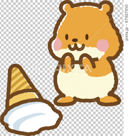 ハムスターとソフトクリームのイラスト素材