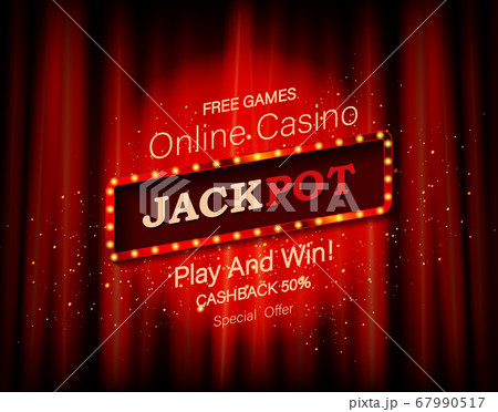 Jackpot retro banner with burning lamps. 67990517