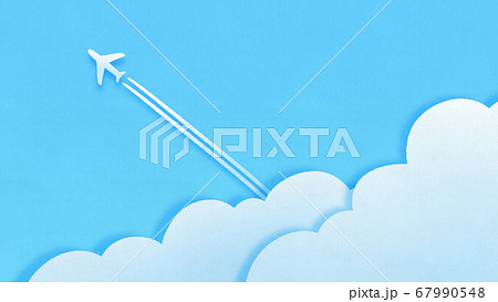 ペーパーカットの飛行機雲の背景のイラスト素材