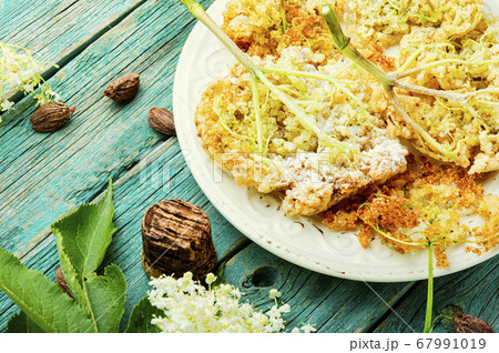 Fried elderberry flowers. 67991019