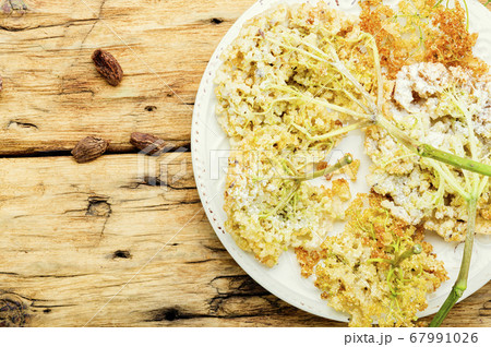 Fried elderberry flowers. Fried elderberry flowers. 67991026