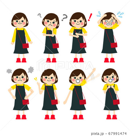 色んな表情をする女性 67991474