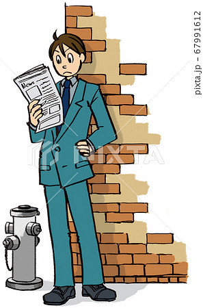 イラスト 手描き ビジネス 男性 スーツ 街頭 新聞 立ち読み イラスト 手描き ビジネス 男性 スーツ 街頭 新聞 立ち読み 67991612