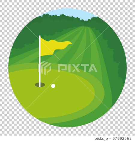 ゴルフコースにあるグリーン上の旗のイラスト のイラスト素材 67992365 Pixta