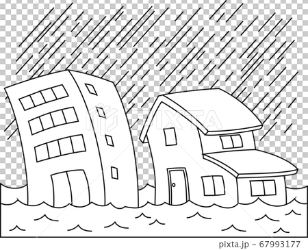 Flood heavy rain inundation damage building house flood danger water level 67993177