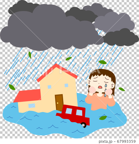 Flood inundation damage river flooded woman crying abnormal weather Flood inundation damage river flooded woman crying abnormal weather 67993359