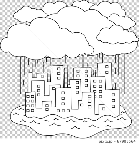 大雨洪水警報 災害 都心 都会 高層ビル 浸水被害 67993564