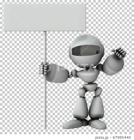 プラカードを掲げて自己主張するキャラクター。3Dレンダリング。 67995440