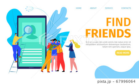 Communication in internet, mobile technology concept vector illustration. People find friends in smartphone web app. Man woman 67996064