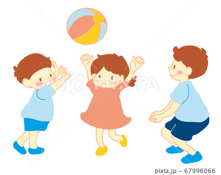 ボール遊びする親子のイラスト素材